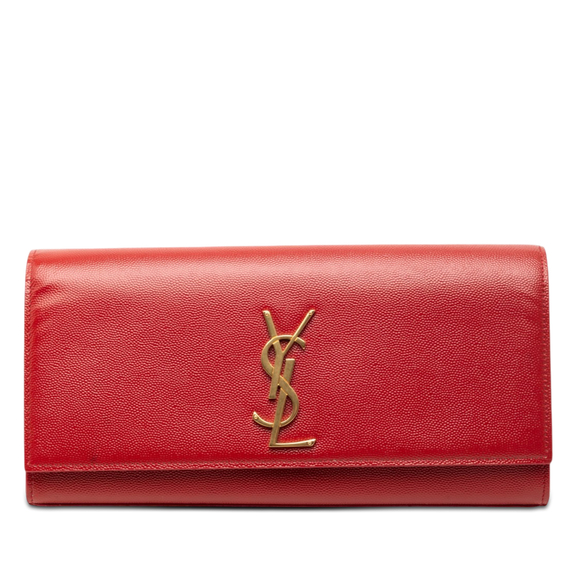Saint Laurent Handbags - Pre-Loved Saint Laurent Grain de Poudre Monogram Cassandre Clutch